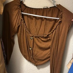 Shein Brown top off shoulder